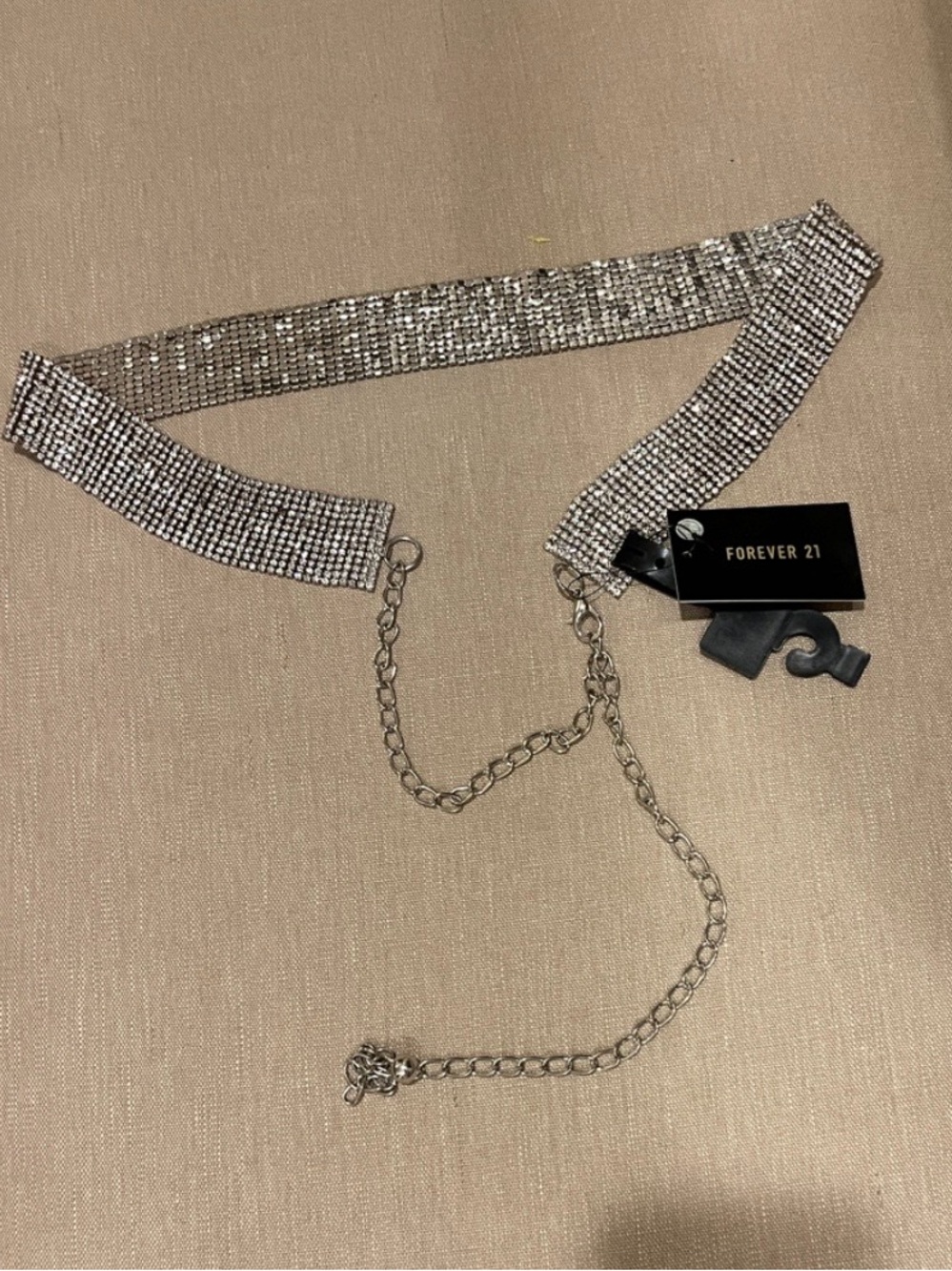 Y2K Silver Rhinestone Mesh Chain Size Belt
